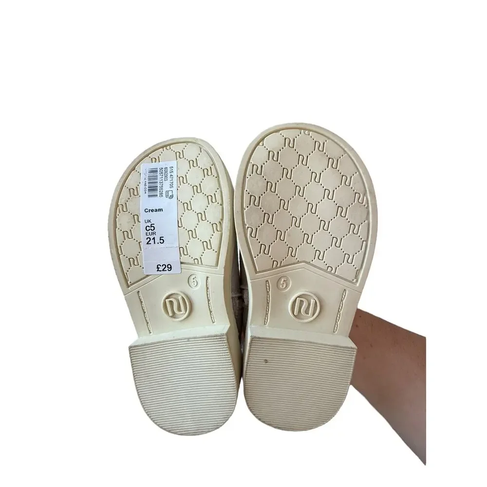 River Island Baby Cream Bow Ankle Boots Size UK C5 EUR 21.5